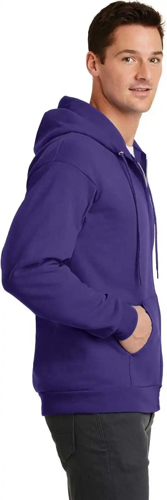 Port &amp; Company Pc78zh Core Fleece Full-zip Hooded Sweatshirt - Purple