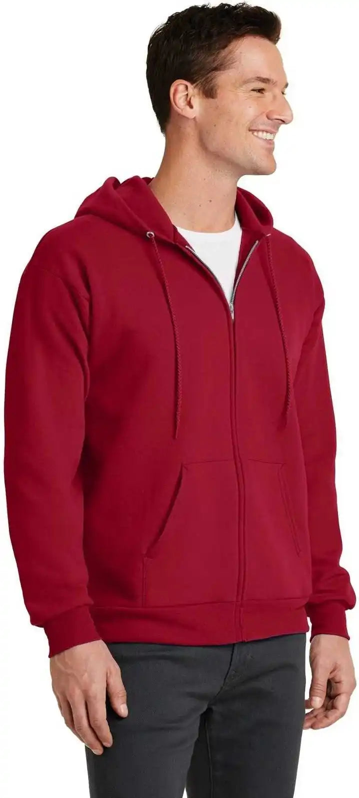 Port &amp; Company Pc78zh Core Fleece Full Zip Hooded Sweatshirt Red