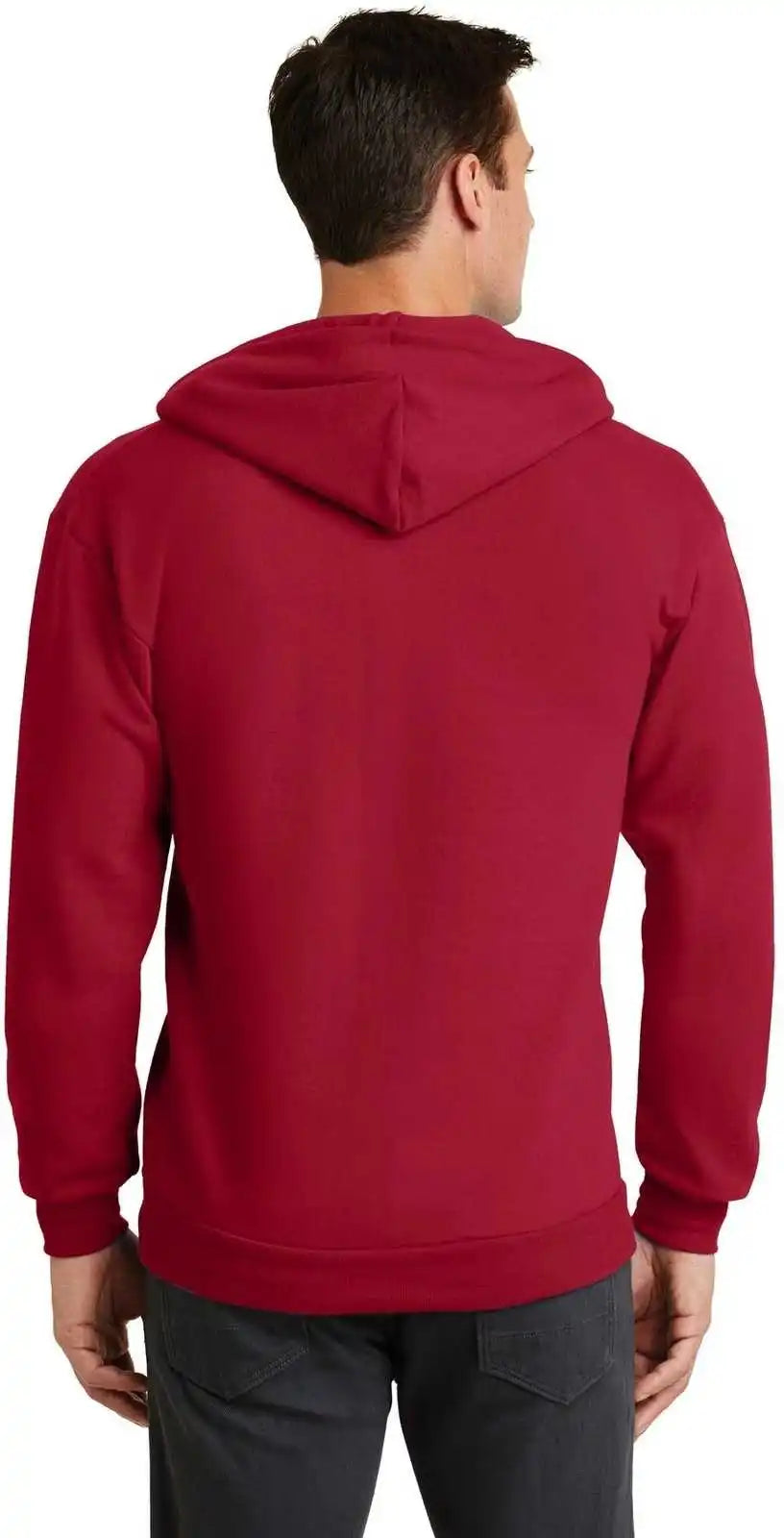 Port &amp; Company Pc78zh Core Fleece Full Zip Hooded Sweatshirt Red