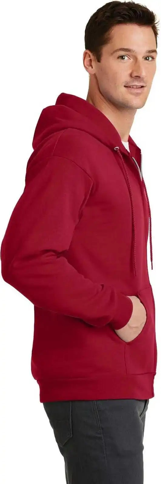 Port &amp; Company Pc78zh Core Fleece Full Zip Hooded Sweatshirt Red