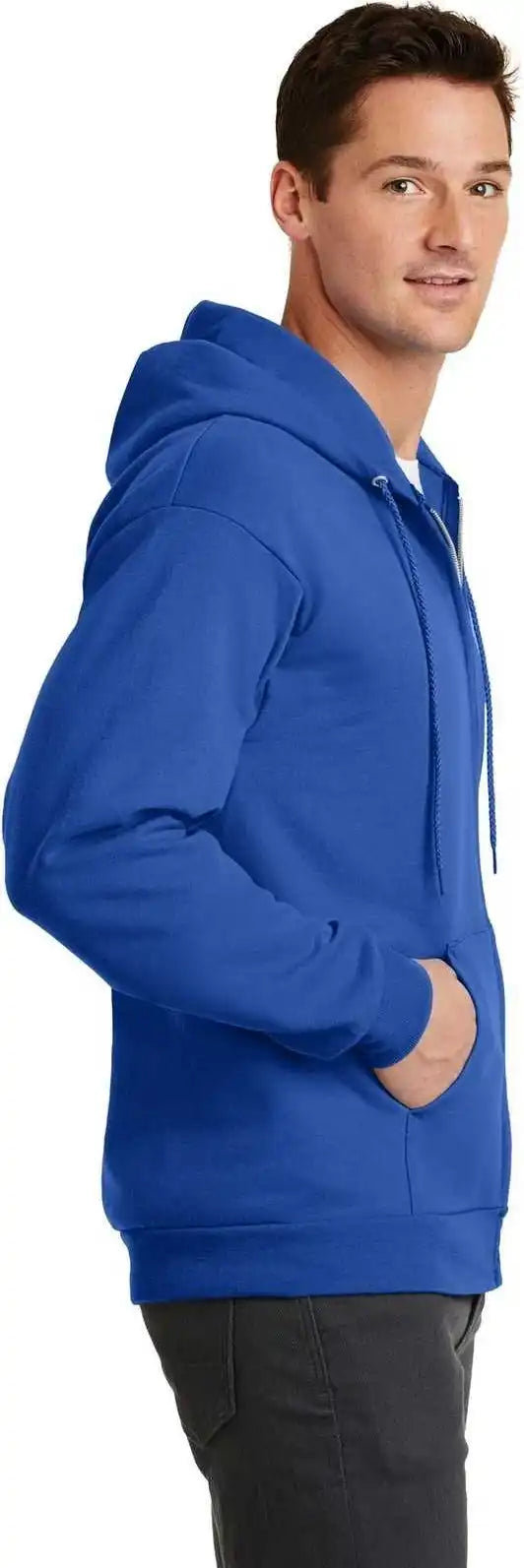 Port &amp; Company Pc78zh Core Fleece Full Zip Hooded Sweatshirt Royal