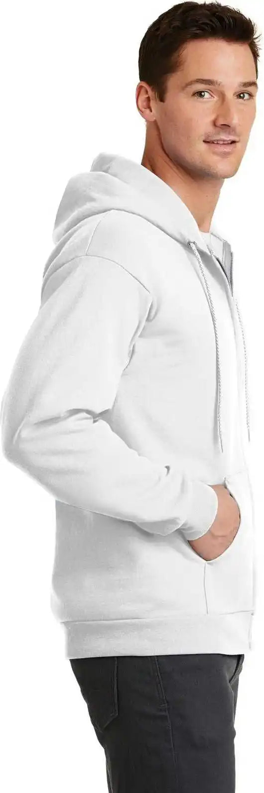 Port &amp; Company Pc78zh Core Fleece Full Zip Hooded Sweatshirt White
