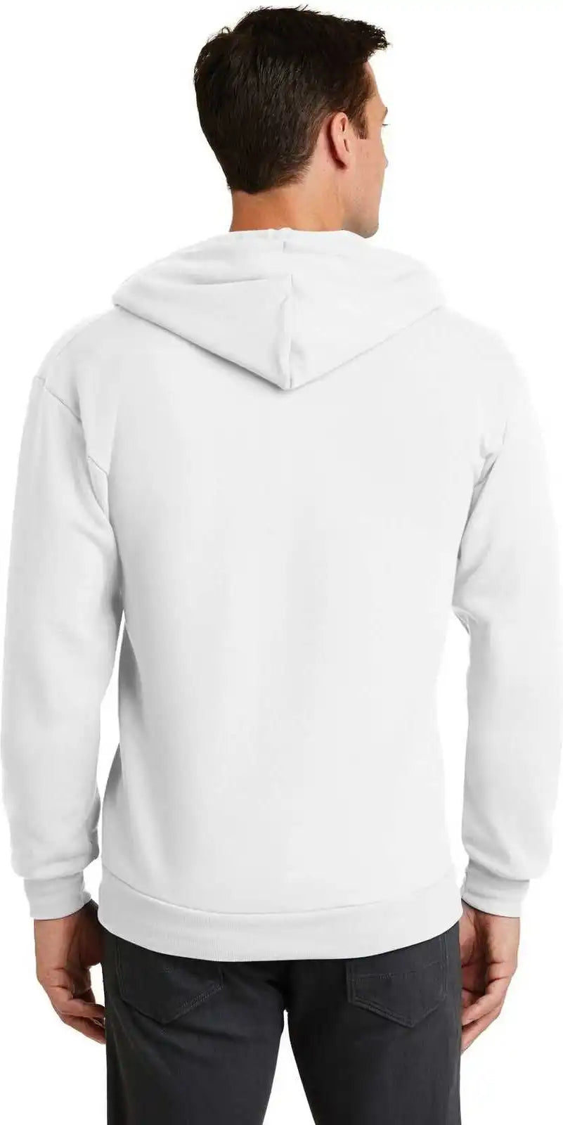 Port &amp; Company Pc78zh Core Fleece Full Zip Hooded Sweatshirt White