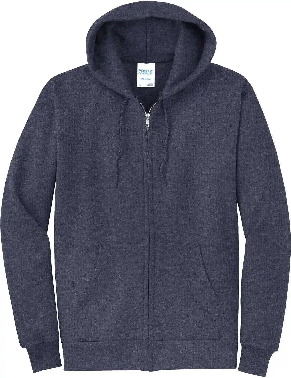 Port &amp; Company Pc78zh Core Fleece Fullzip Hooded Sweatshirt - Heather Navy