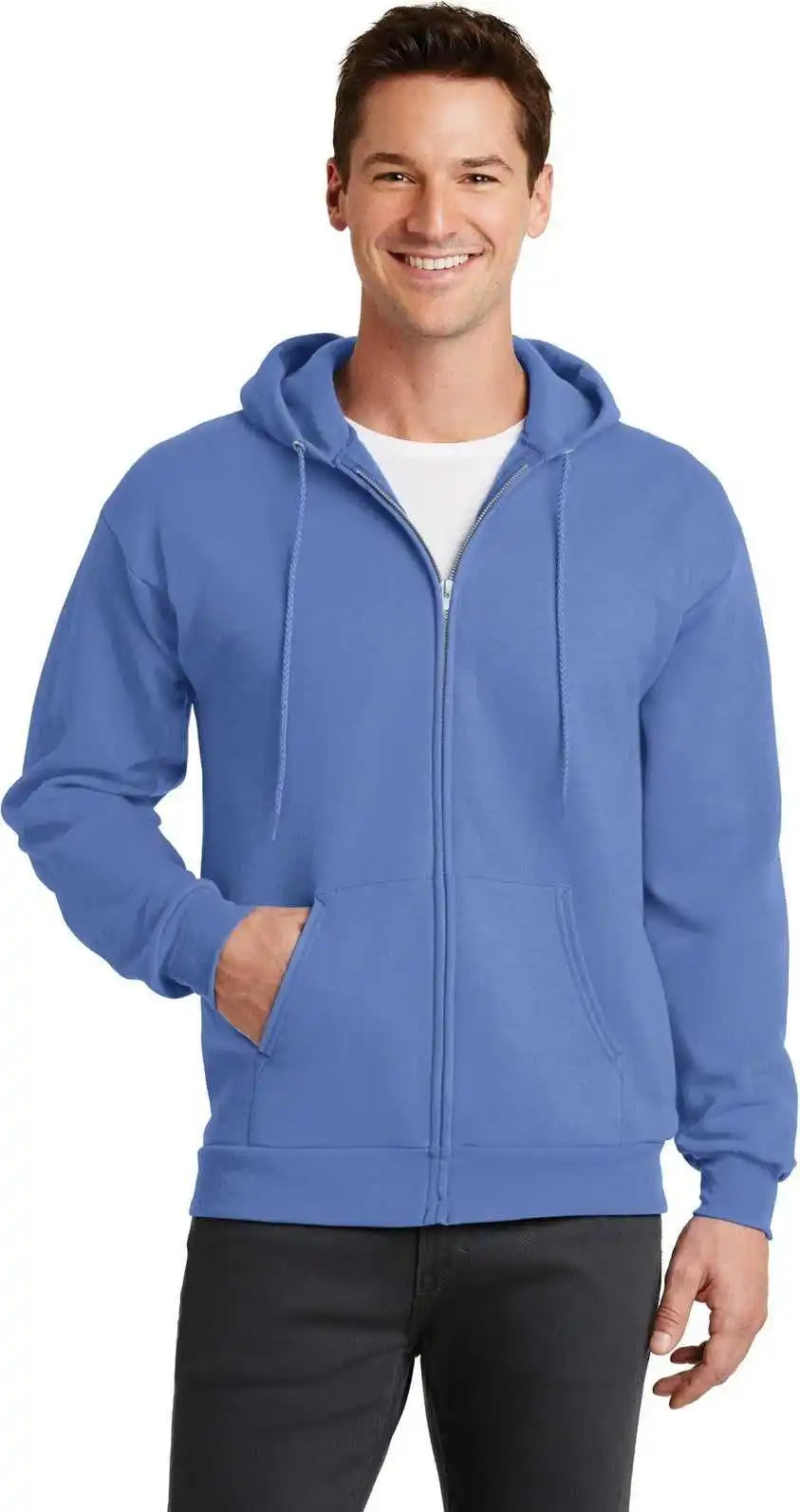 Port & Company Pc78zh Core Fleece Fullzip Hooded Sweatshirt - Carolina Blue