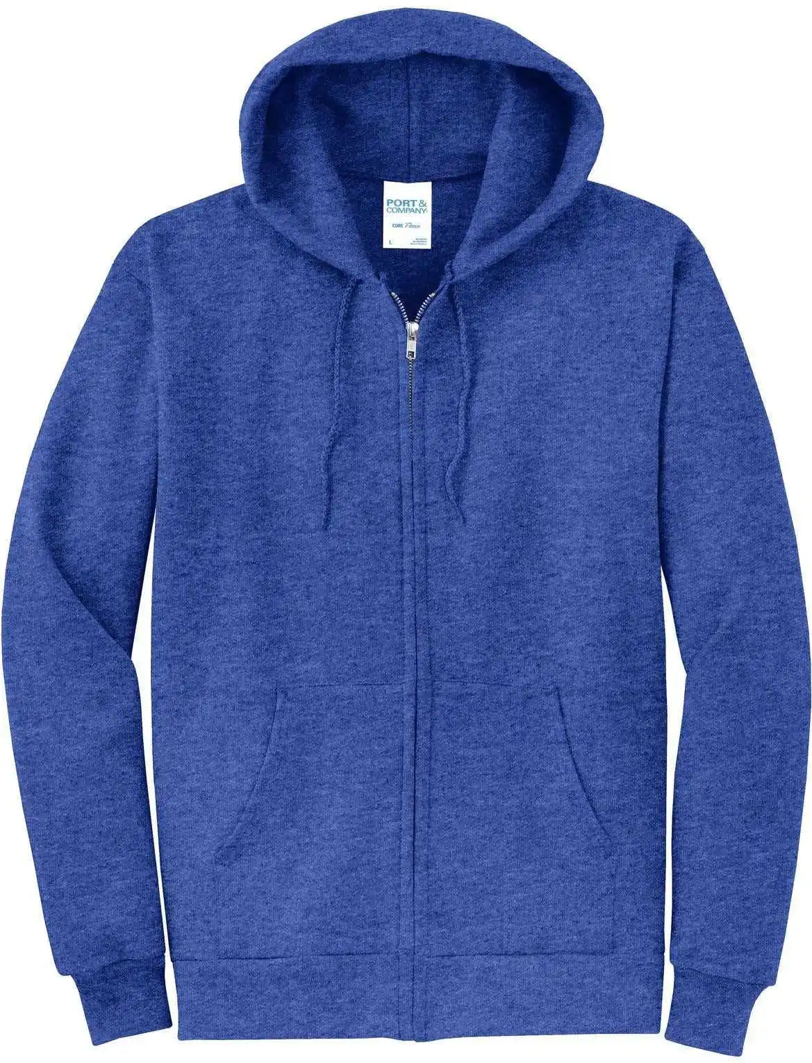 Port & Company Pc78zh Core Fleece Fullzip Hooded Sweatshirt Heather Royal