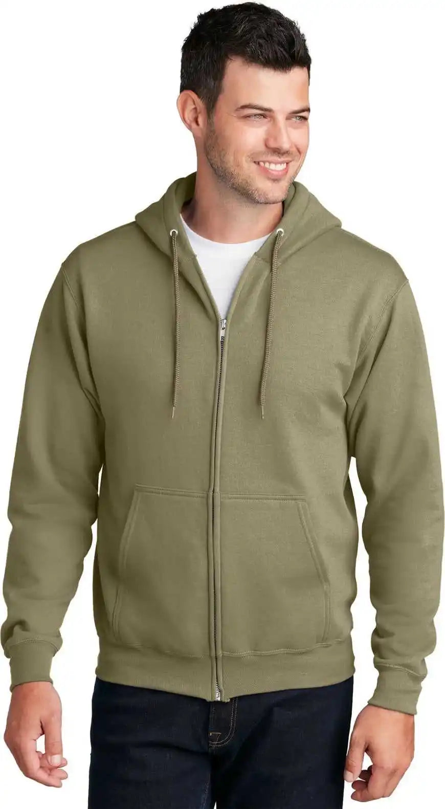 Port &amp; Company Pc78zh Core Fleece Fullzip Hooded Sweatshirt Coyote Brown