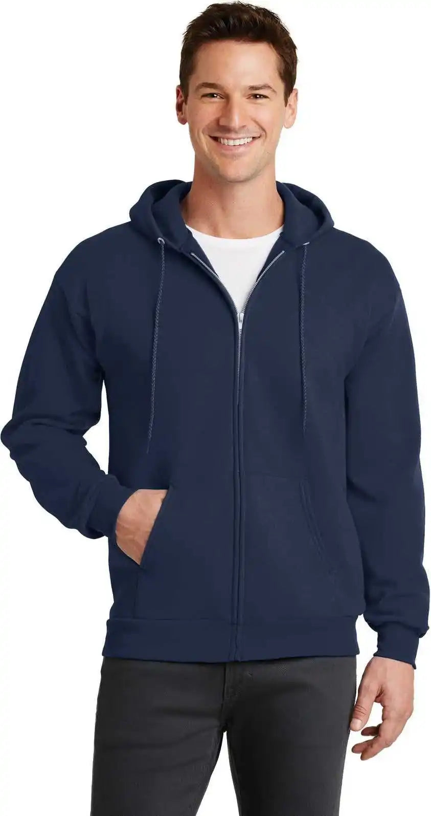 Port &amp; Company Pc78zh Core Fleece Fullzip Hooded Sweatshirt - Navy