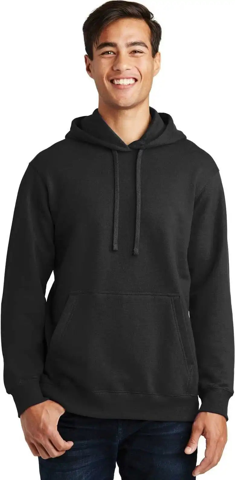 Port &amp; Company Pc850h Fan Favorite Fleece Pullover Hooded Sweatshirt Jet Black
