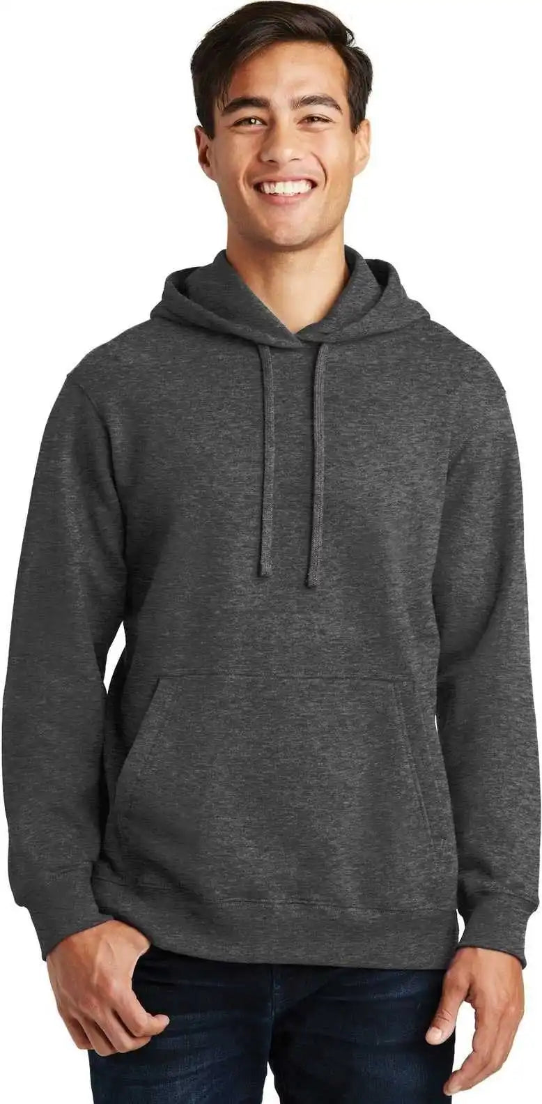 Port & Company Pc850h Fan Favorite Fleece Pullover Hooded Sweatshirt - Dark Heather Gray