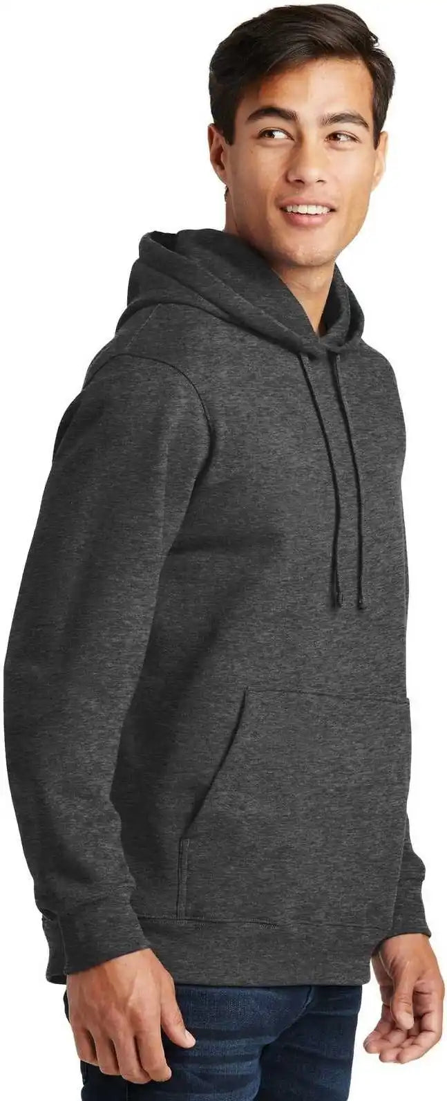 Port &amp; Company Pc850h Fan Favorite Fleece Pullover Hooded Sweatshirt Dark Heather Gray