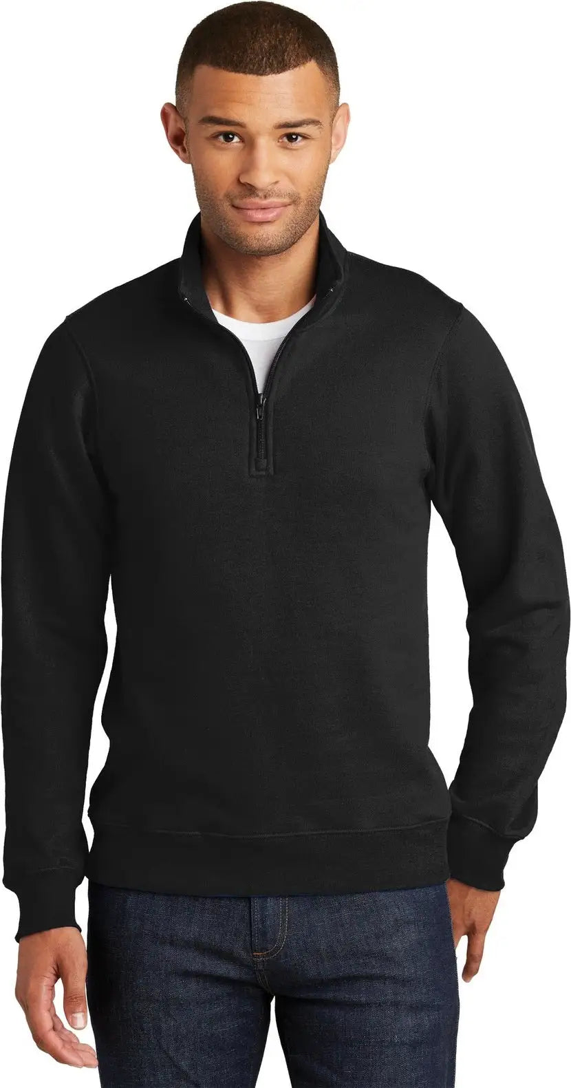 Port & Company Pc850q co Fan Favorite Fleece 1/4-zip Pullover Sweatshirt - Jet Black - Adult Xs