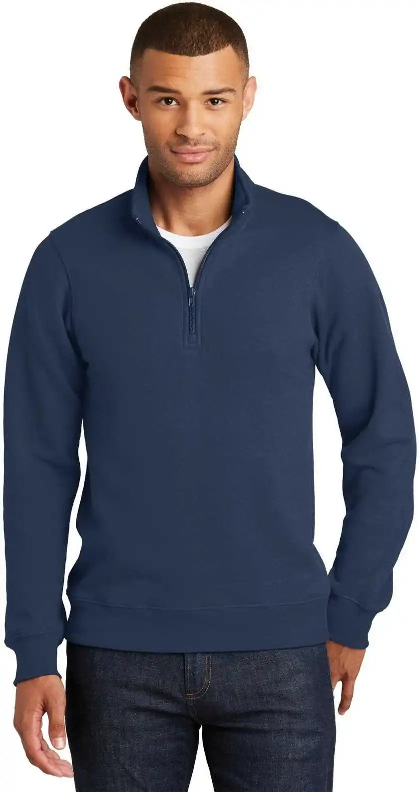 Port & Company Pc850q Fan Favorite Fleece 1/4-zip Pullover Sweatshirt - Team Navy
