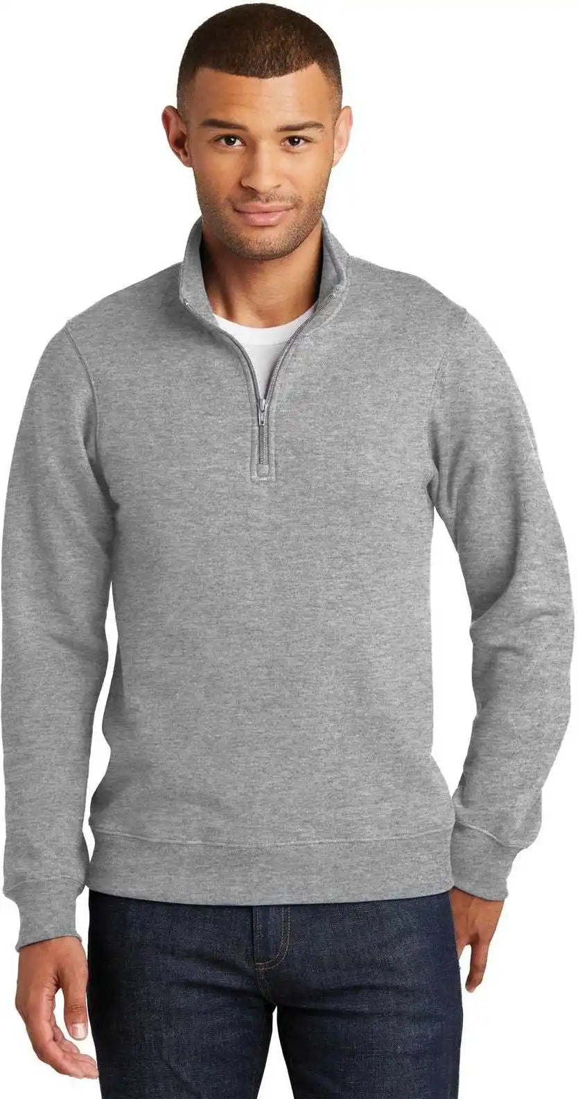 Port & Company Pc850q Fan Favorite Fleece 1/4 Zip Pullover Sweatshirt Athletic Heather