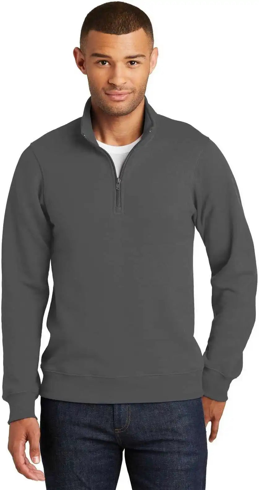 Port &amp; Company Pc850q Fan Favorite Fleece 1/4 Zip Pullover Sweatshirt Charcoal