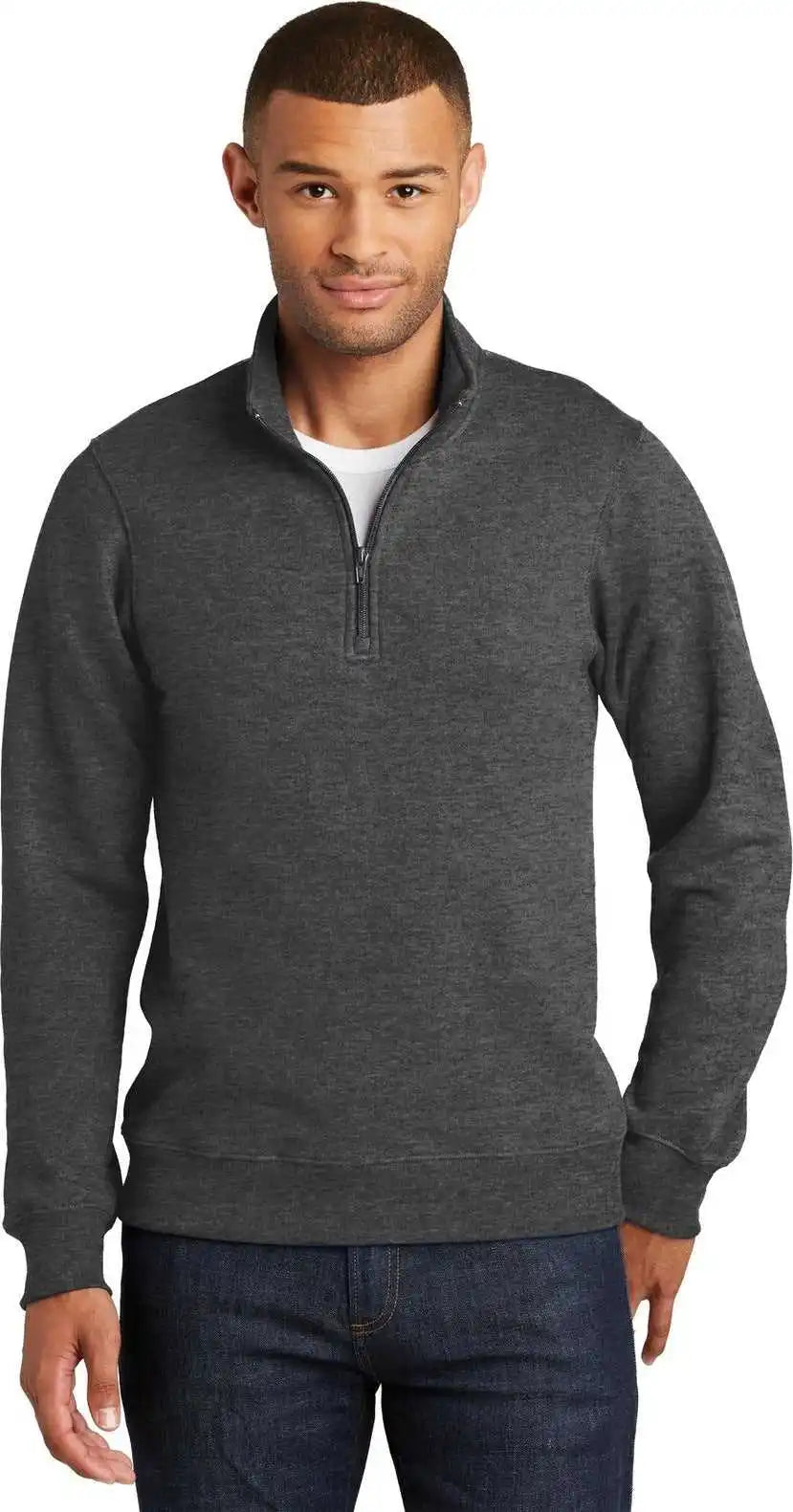 Port &amp; Company Pc850q Fan Favorite Fleece 1/4-zip Pullover Sweatshirt - Dark Heather Grey