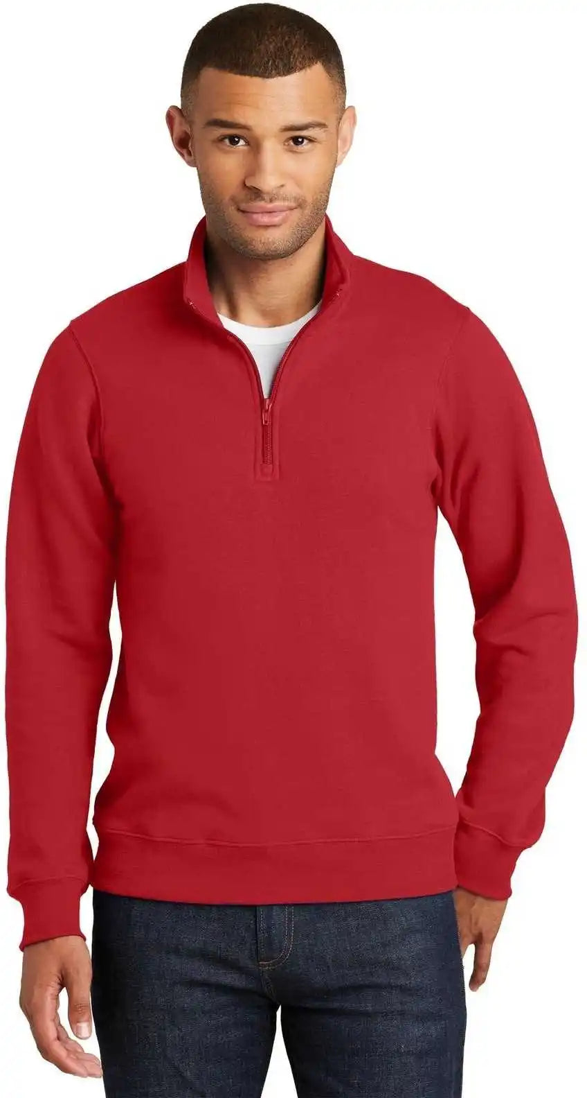 Port & Company Pc850q Fan Favorite Fleece 1/4 Zip Pullover Sweatshirt Bright Red