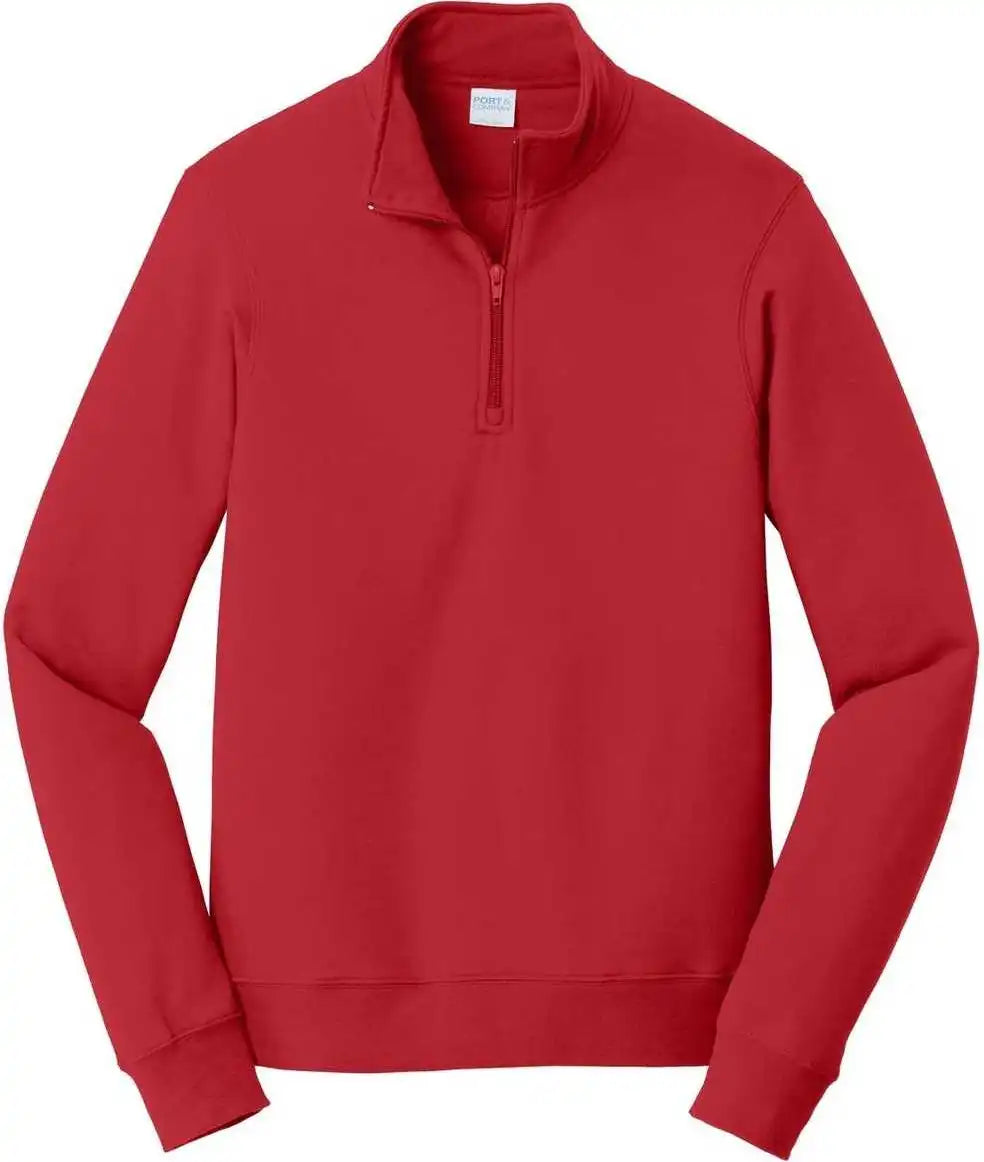 Port & Company Pc850q Fan Favorite Fleece 1/4 Zip Pullover Sweatshirt Bright Red