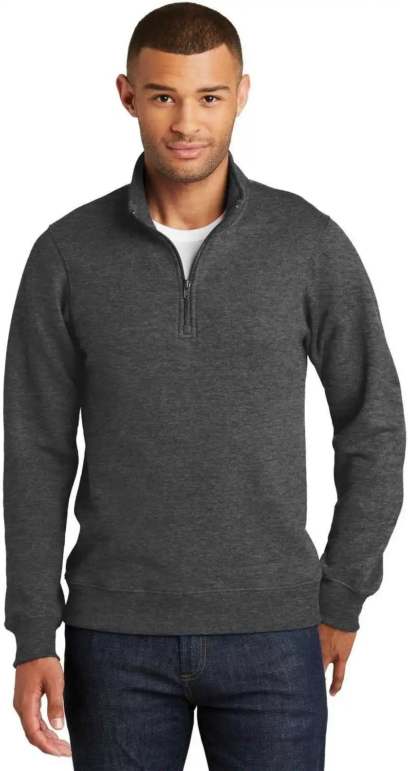 Port &amp; Company Pc850q Fan Favorite Fleece 1/4 Zip Pullover Sweatshirt Dark Heather Gray