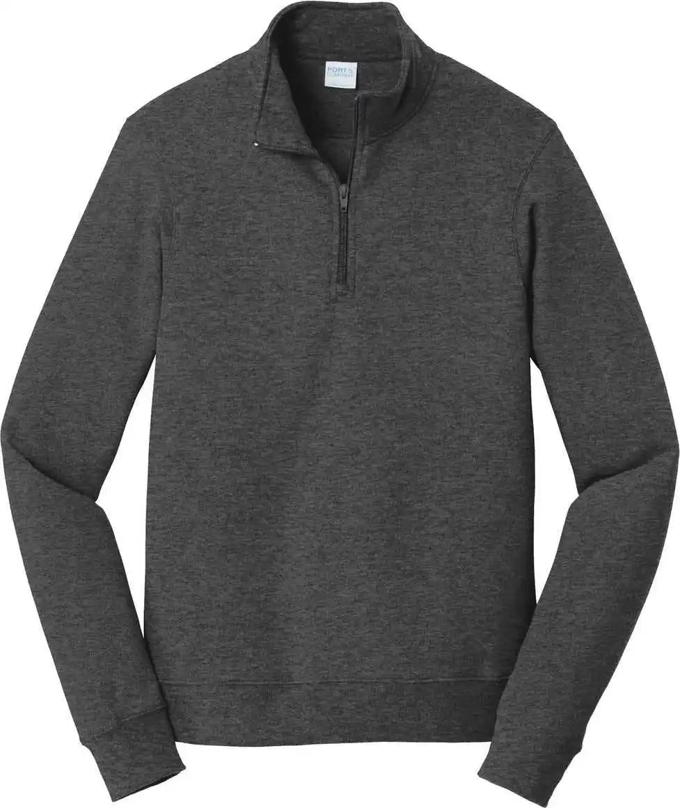 Port &amp; Company Pc850q Fan Favorite Fleece 1/4-zip Pullover Sweatshirt - Dark Heather Grey