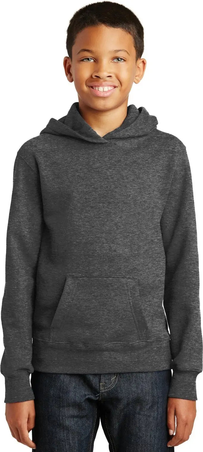 Port & Company Pc850yh co Youth Fan Favorite Fleece Pullover Hooded Sweatshirt - Dark Heather Gray - Xs