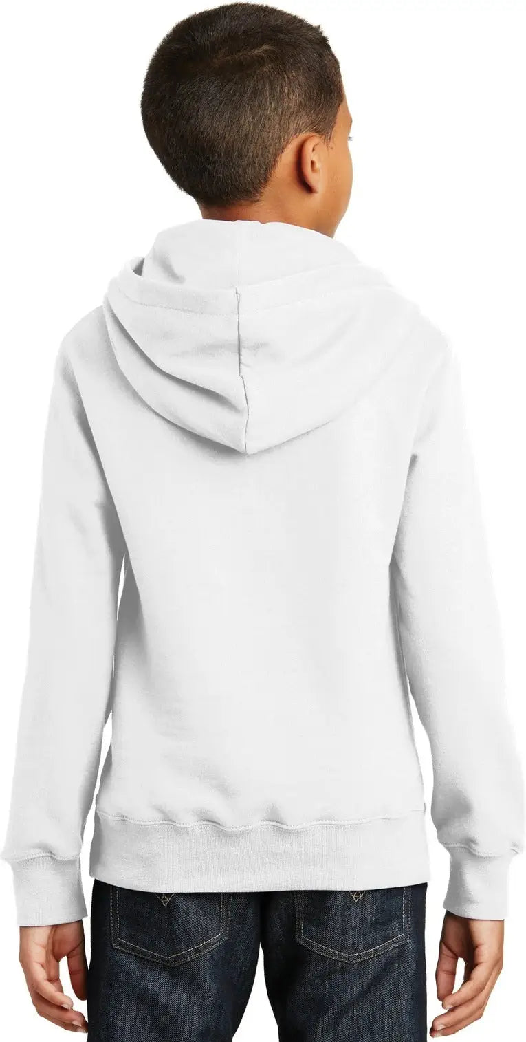 Port & Company Pc850yh co Youth Fan Favorite Fleece Pullover Hooded Sweatshirt - White