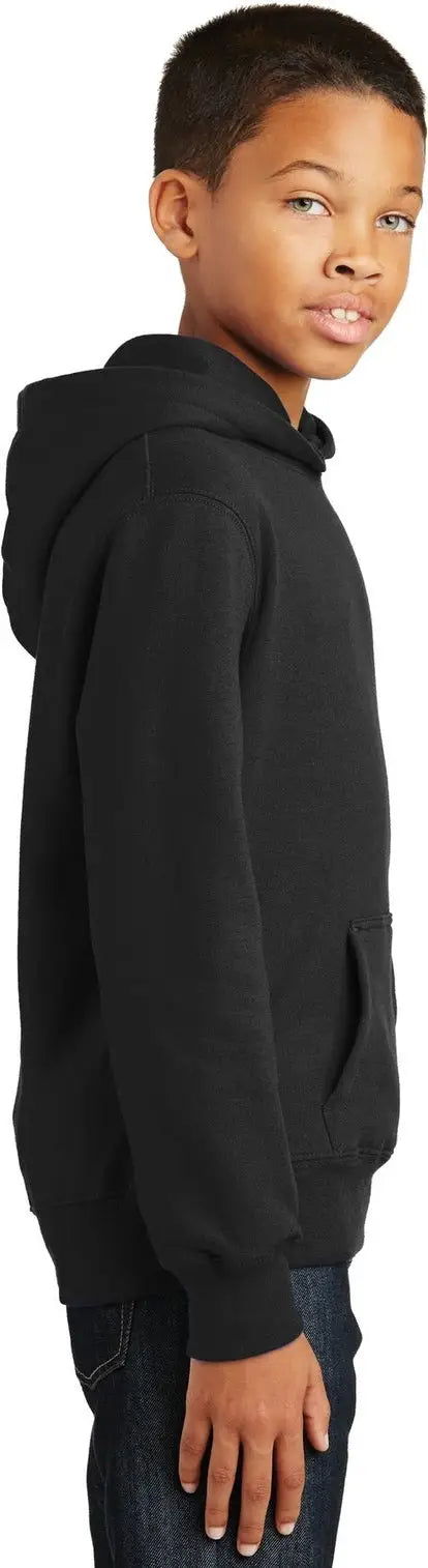 Port & Company Pc850yh co Youth Fan Favorite Fleece Pullover Hooded Sweatshirt - Jet Black