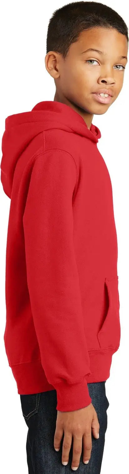Port & Company Pc850yh co Youth Fan Favorite Fleece Pullover Hooded Sweatshirt - Bright Red
