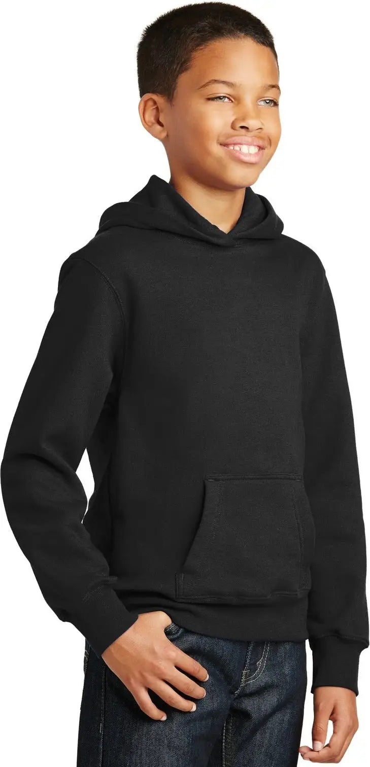 Port & Company Pc850yh co Youth Fan Favorite Fleece Pullover Hooded Sweatshirt - Jet Black