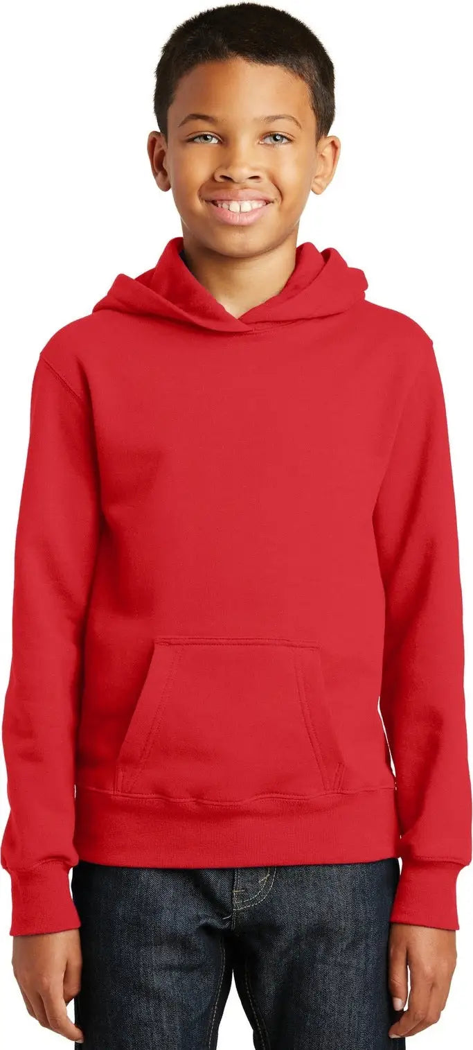 Port & Company Pc850yh co Youth Fan Favorite Fleece Pullover Hooded Sweatshirt - Bright Red - Xs