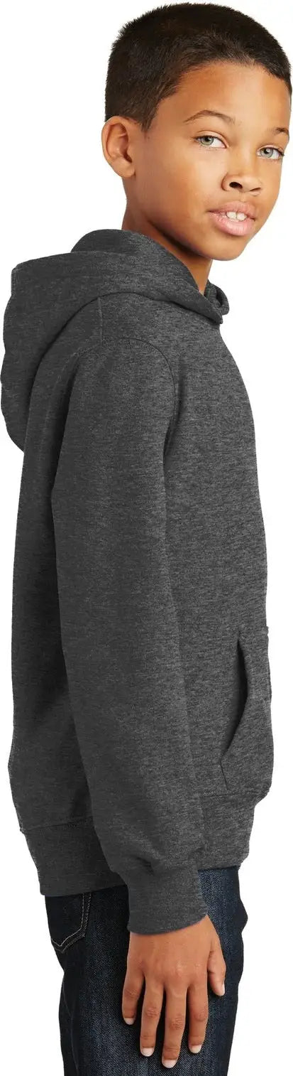 Port & Company Pc850yh co Youth Fan Favorite Fleece Pullover Hooded Sweatshirt - Dark Heather Gray