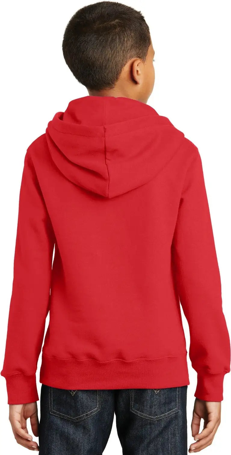 Port & Company Pc850yh co Youth Fan Favorite Fleece Pullover Hooded Sweatshirt - Bright Red