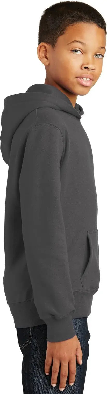 Port & Company Pc850yh co Youth Fan Favorite Fleece Pullover Hooded Sweatshirt - Charcoal
