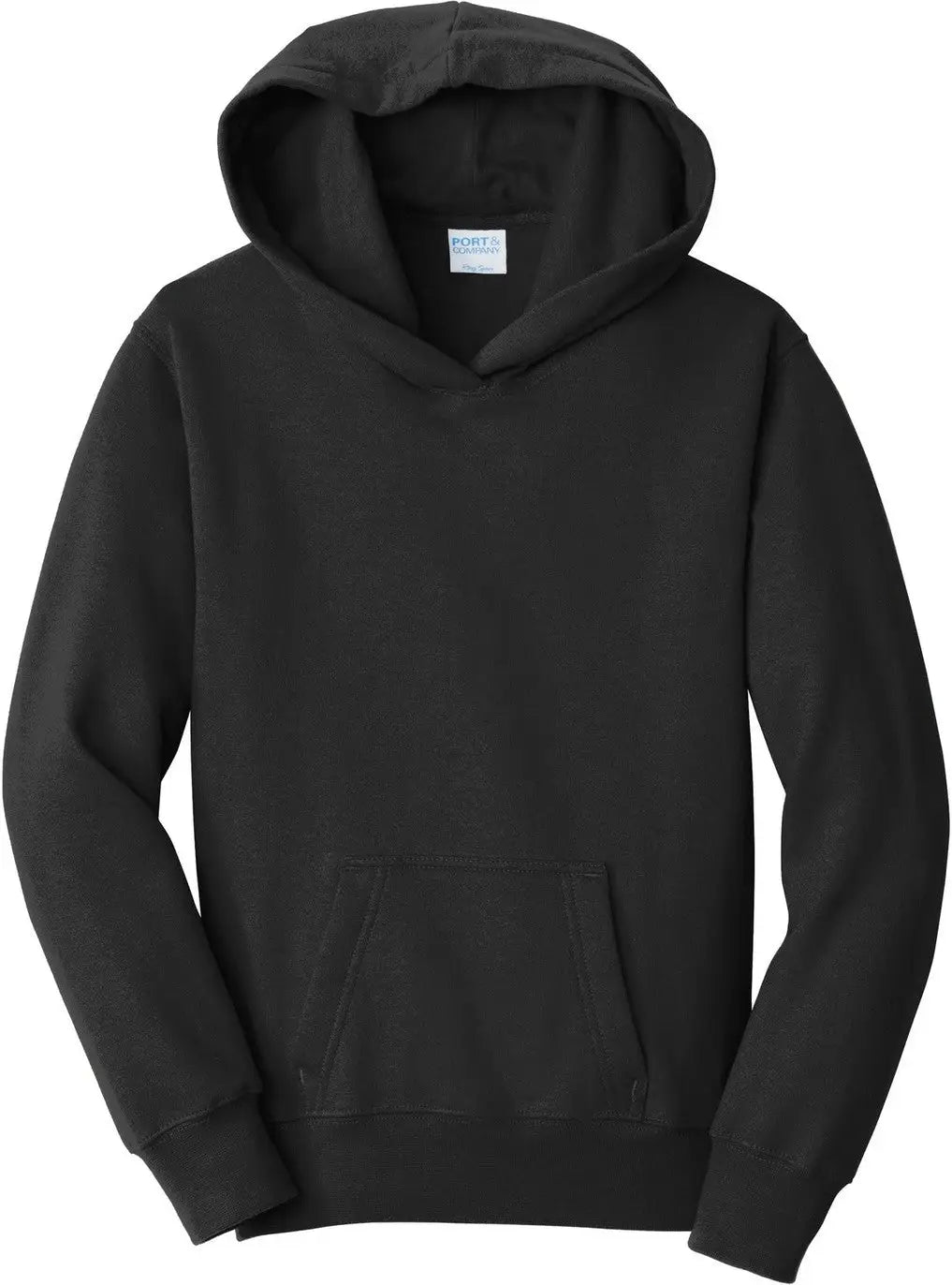 Port & Company Pc850yh co Youth Fan Favorite Fleece Pullover Hooded Sweatshirt - Jet Black