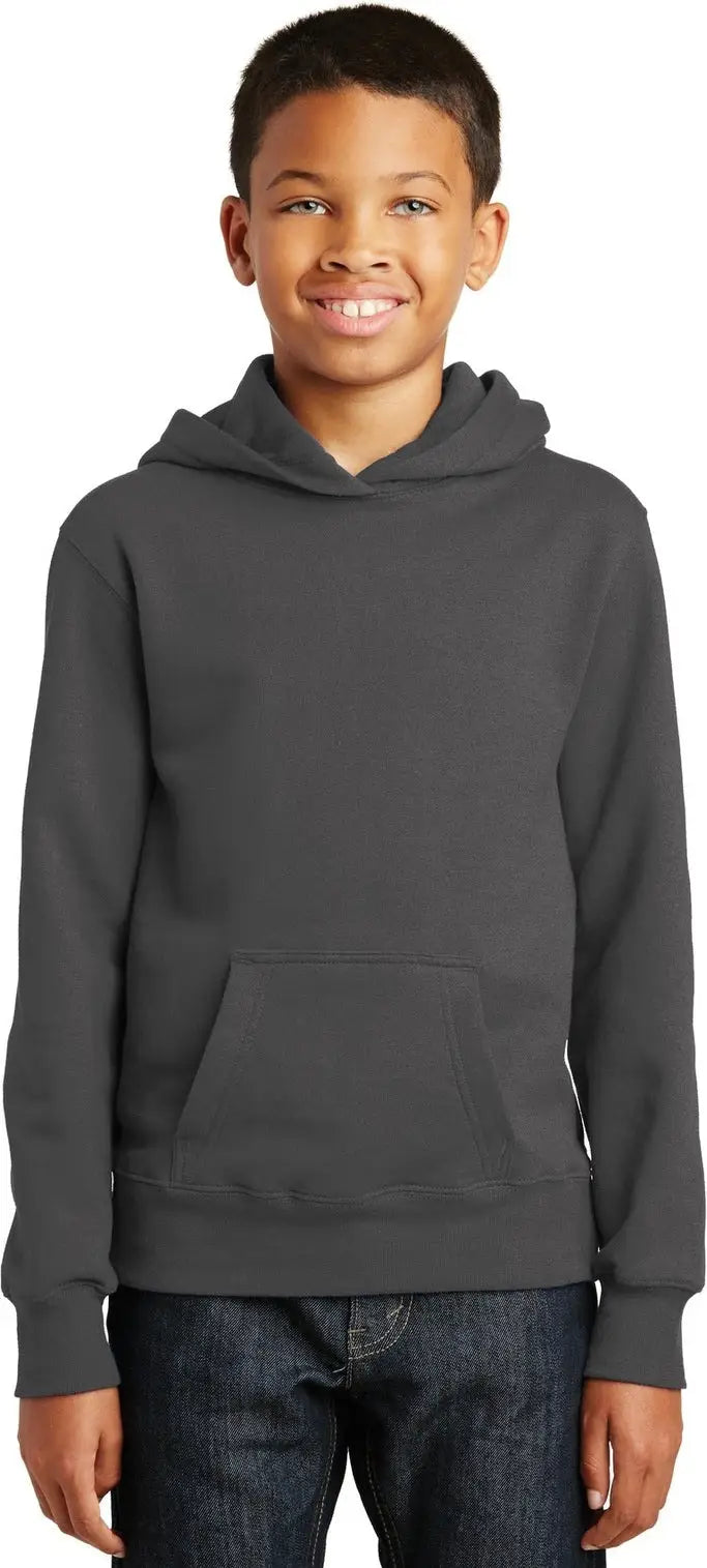 Port & Company Pc850yh co Youth Fan Favorite Fleece Pullover Hooded Sweatshirt - Charcoal - Xs