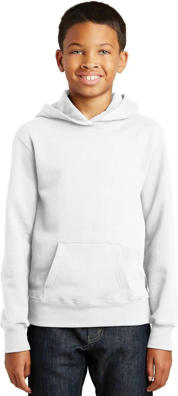 Port & Company Pc850yh co Youth Fan Favorite Fleece Pullover Hooded Sweatshirt - White - Xs