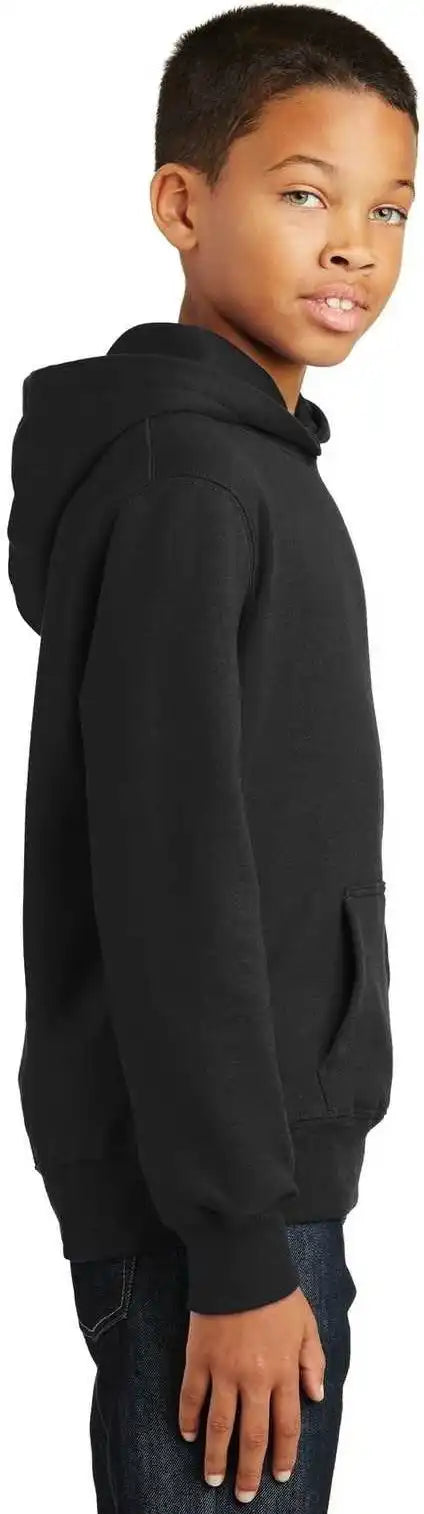 Port &amp; Company Pc850yh Youth Fan Favorite Fleece Pullover Hooded Sweatshirt - Jet Black