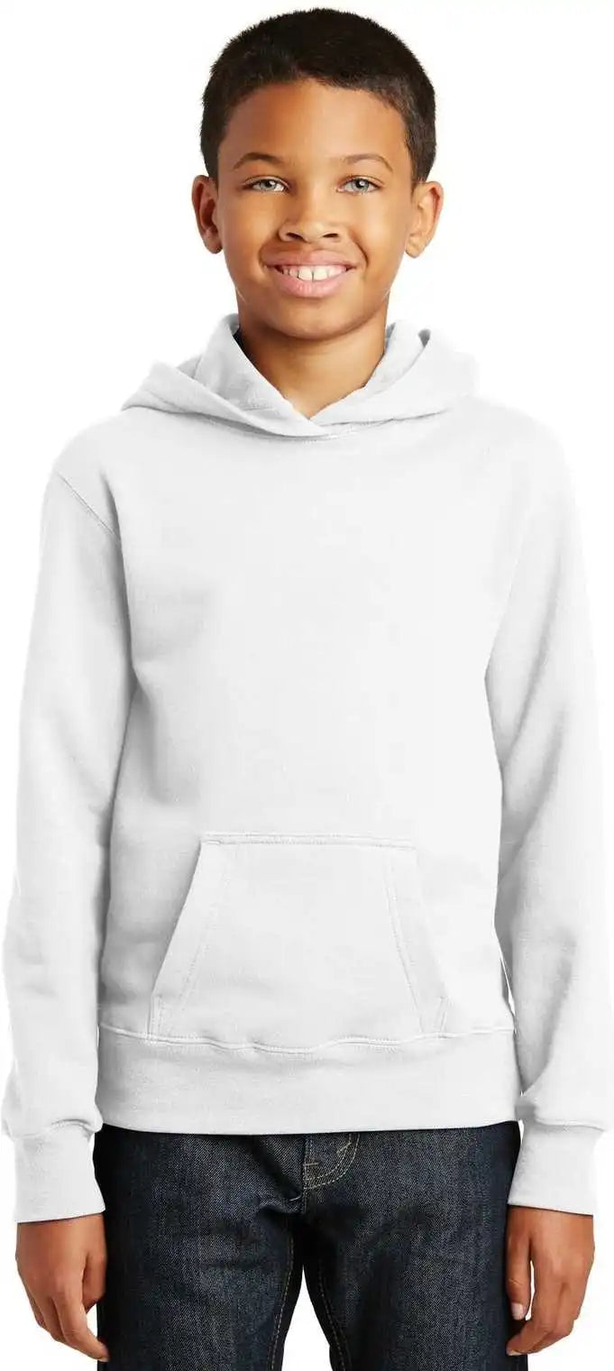 Port & Company Pc850yh Youth Fan Favorite Fleece Pullover Hooded Sweatshirt White