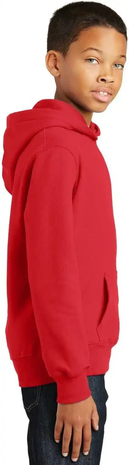 Port &amp; Company Pc850yh Youth Fan Favorite Fleece Pullover Hooded Sweatshirt Bright Red
