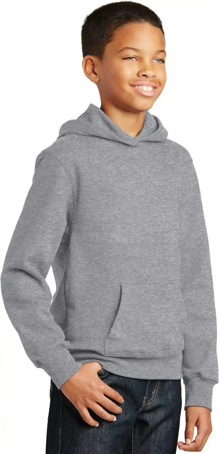 Port &amp; Company Pc850yh Youth Fan Favorite Fleece Pullover Hooded Sweatshirt Athletic Heather
