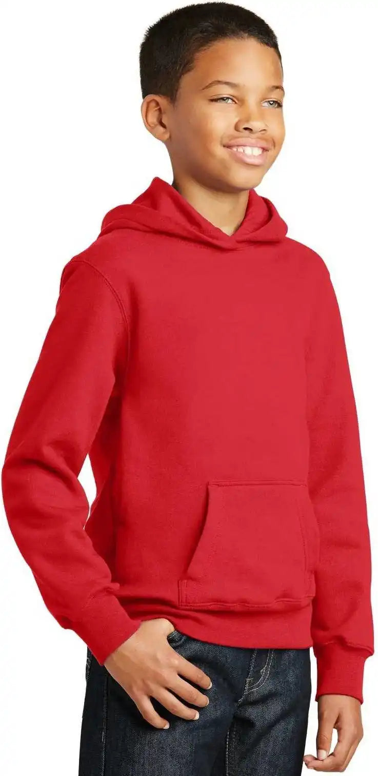 Port &amp; Company Pc850yh Youth Fan Favorite Fleece Pullover Hooded Sweatshirt Bright Red