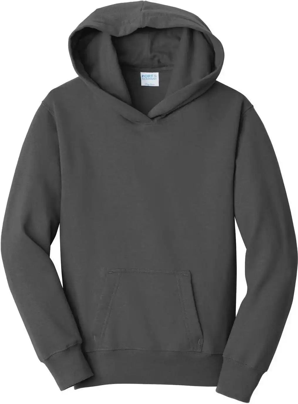 Port &amp; Company Pc850yh Youth Fan Favorite Fleece Pullover Hooded Sweatshirt - Charcoal