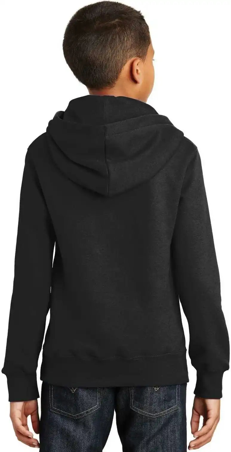 Port &amp; Company Pc850yh Youth Fan Favorite Fleece Pullover Hooded Sweatshirt - Jet Black