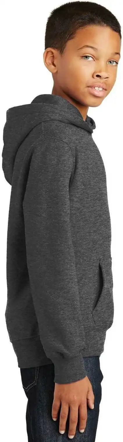 Port &amp; Company Pc850yh Youth Fan Favorite Fleece Pullover Hooded Sweatshirt - Dark Heather Gray