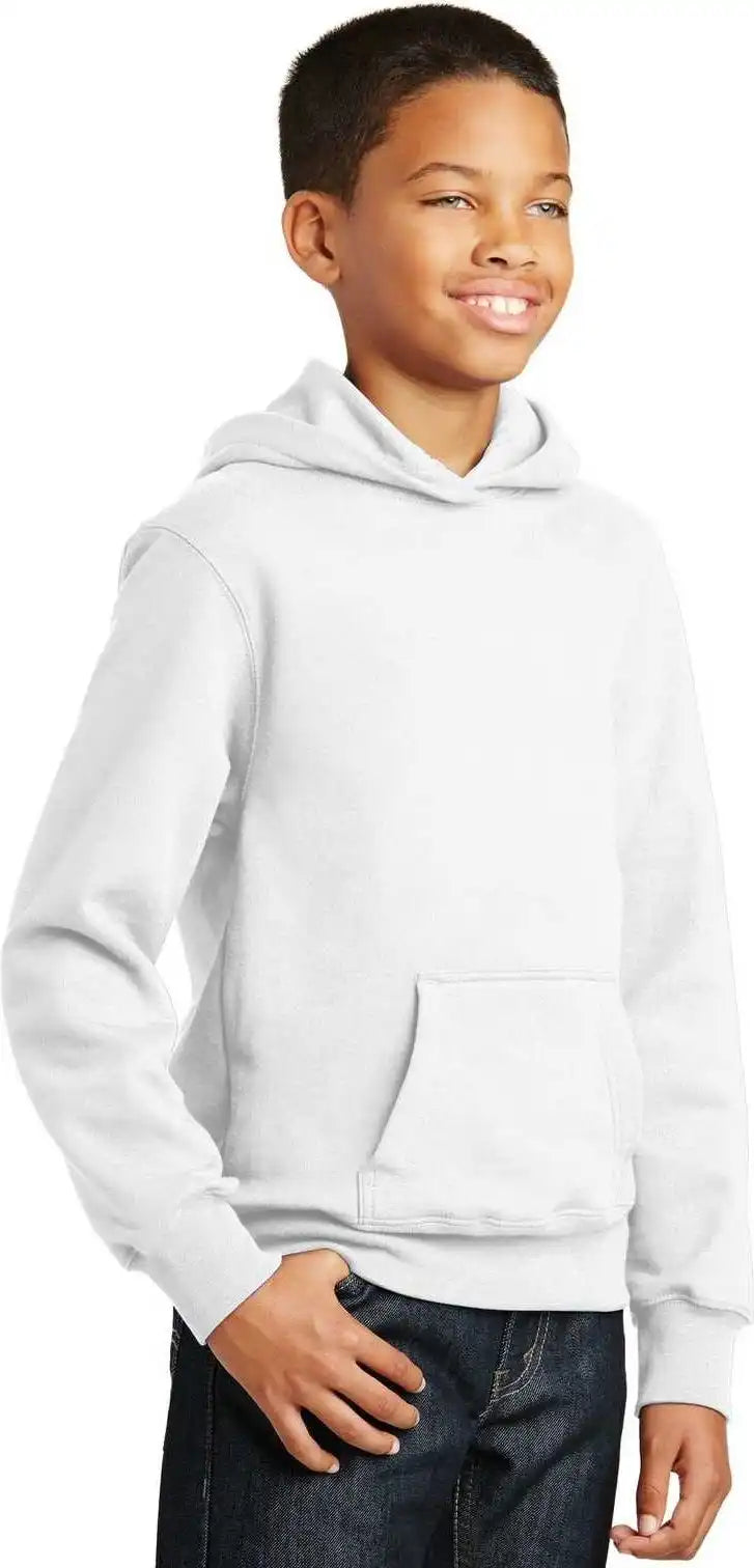 Port &amp; Company Pc850yh Youth Fan Favorite Fleece Pullover Hooded Sweatshirt - White