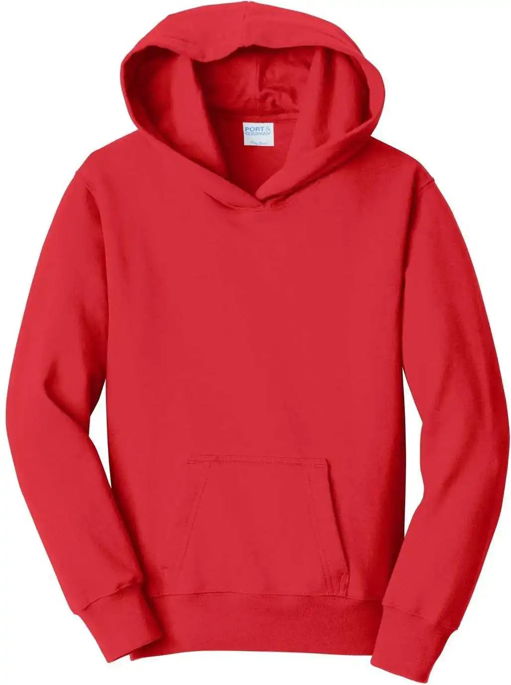 Port &amp; Company Pc850yh Youth Fan Favorite Fleece Pullover Hooded Sweatshirt Bright Red