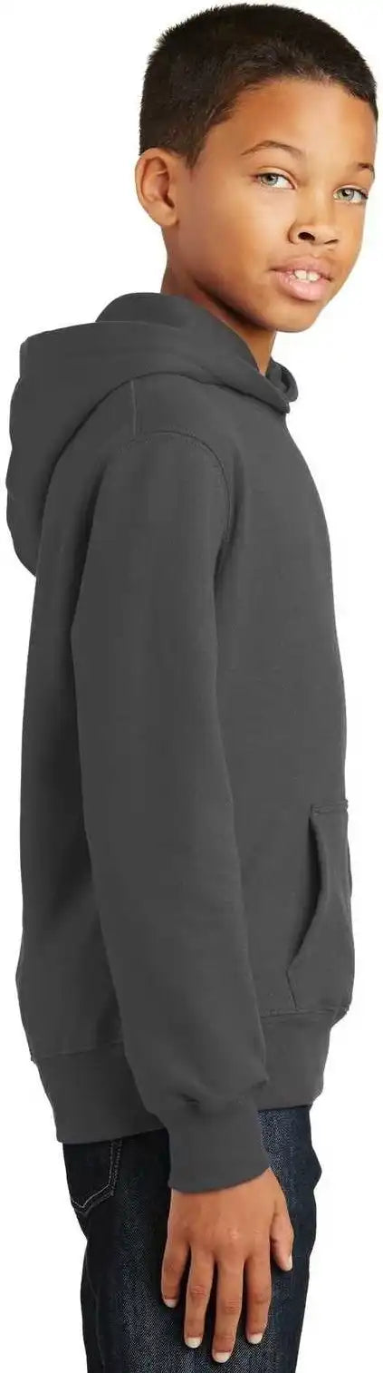 Port &amp; Company Pc850yh Youth Fan Favorite Fleece Pullover Hooded Sweatshirt - Charcoal