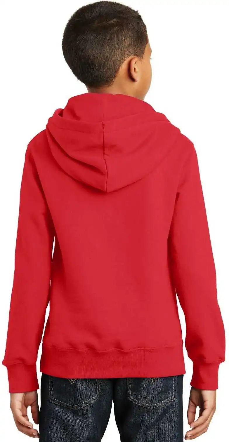 Port &amp; Company Pc850yh Youth Fan Favorite Fleece Pullover Hooded Sweatshirt Bright Red