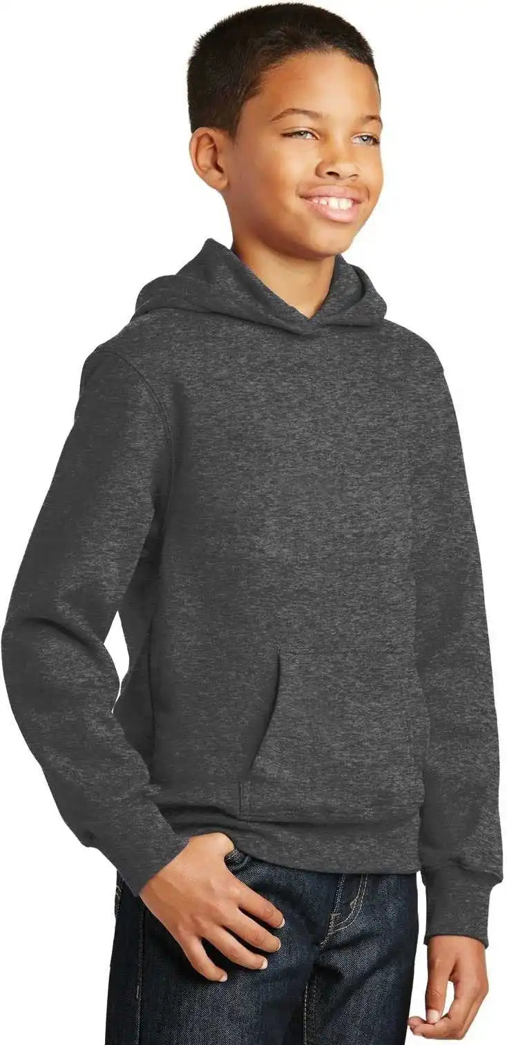 Port &amp; Company Pc850yh Youth Fan Favorite Fleece Pullover Hooded Sweatshirt - Dark Heather Gray