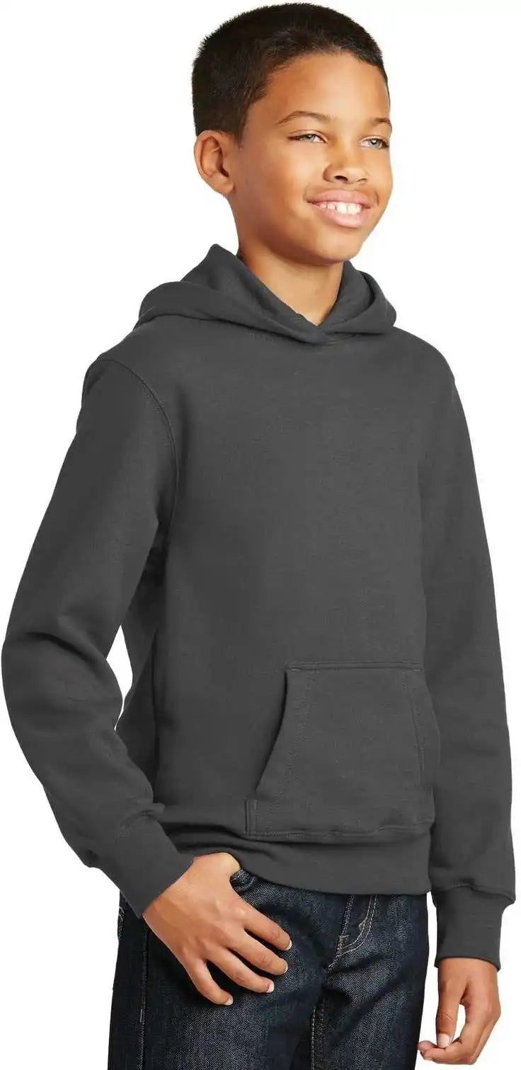 Port &amp; Company Pc850yh Youth Fan Favorite Fleece Pullover Hooded Sweatshirt - Charcoal